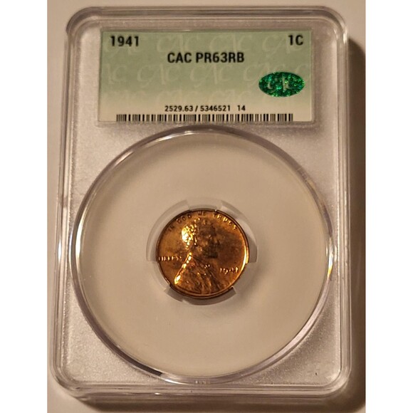 1941 Lincoln Wheat Cent PR63 RB CACG Low Proof Mintage - Picture 1 of 2